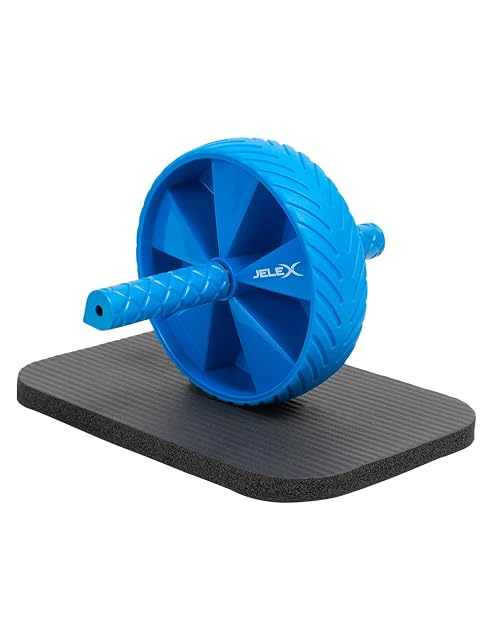 Rueda abdominal JELEX azul con esterilla acolchada para rodillas