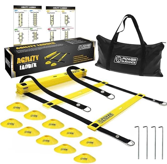 Conjunto de escalera de agilidad POWER GUIDANCE con conos, piquetas y bolsa de cordón