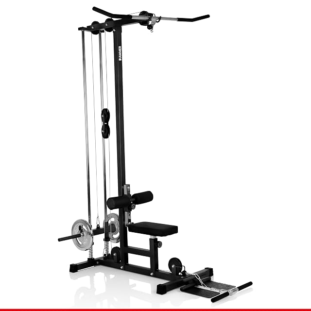 HAMMER Finnlo Multi-Lat-Tower con asiento, barra de dorsales y cable de remo bajo integrado