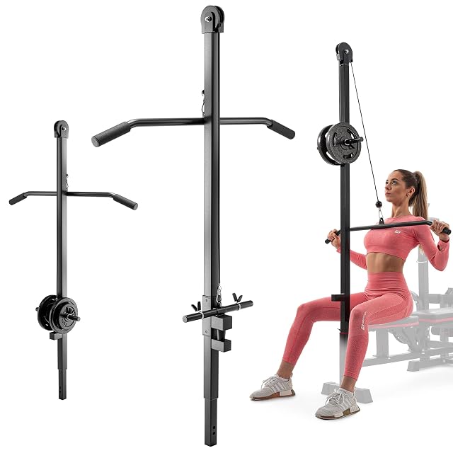 Torre de dorsales Hop-Sport HS-1003LT, un montante único sobre dos soportes de pared, poste de discos abajo y barra de dorsales arriba
