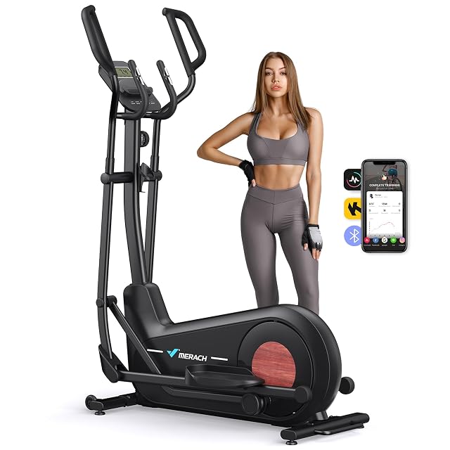 Crosstrainer MERACH E27B3 con bastidor de acero de alto carbono y monitor LCD integrado