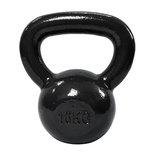 Pesa rusa de hierro fundido Amazon Basics pintada de negro, 16 kg