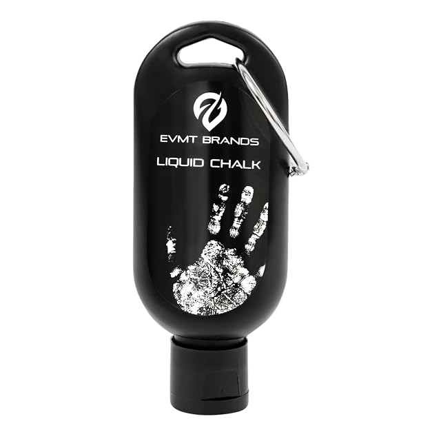 Frasco EVMT Brands negro con una huella de mano blanca impresa y un mosquetón de acero enganchado arriba