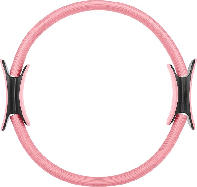 Aro de pilates Gymtek en rosa claro con un agarre negro de cintura moldeado a cada lado
