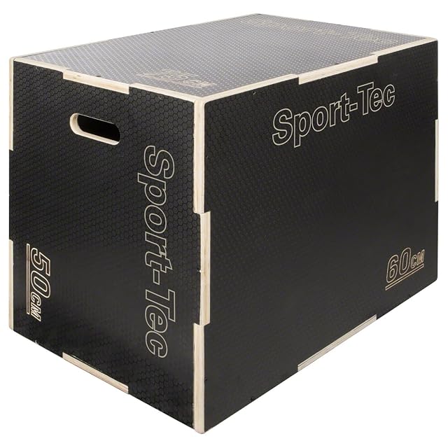 Cajón de salto de madera Sport-Tec 3 en 1, 75 por 60 por 50 cm