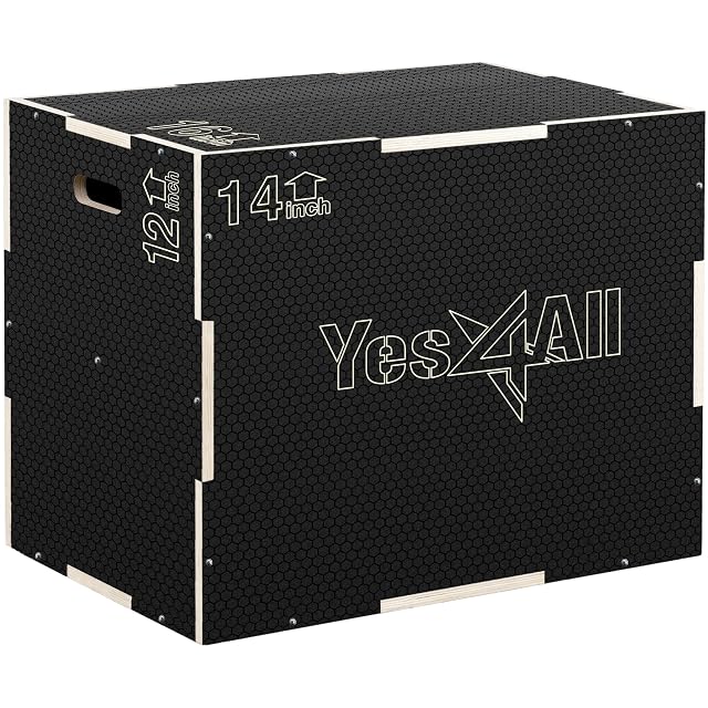 Cajón pliométrico de contrachapado Yes4All CFL8 3 en 1 con superficie antideslizante de panal