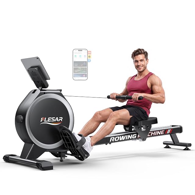 Máquina de remo magnética Flesar FS1 con bastidor de acero y pantalla LCD