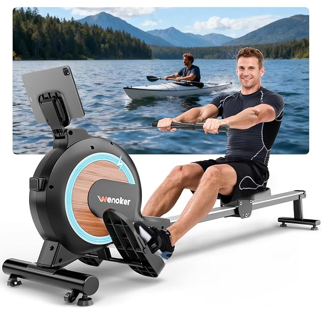 Máquina de remo electromagnética Wenoker con pantalla LED y soporte para tableta