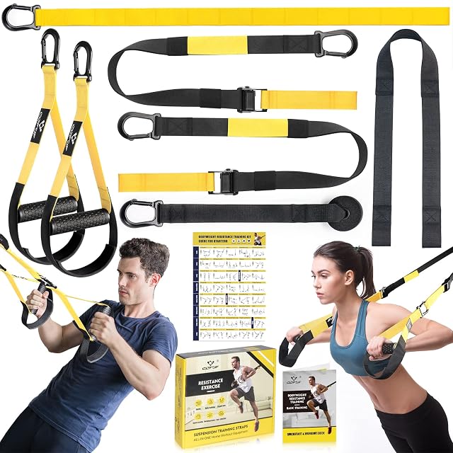 Kit de entrenamiento en suspensión COFOF con anillo de bloqueo de seguridad, empuñaduras, estribos y anclaje de puerta