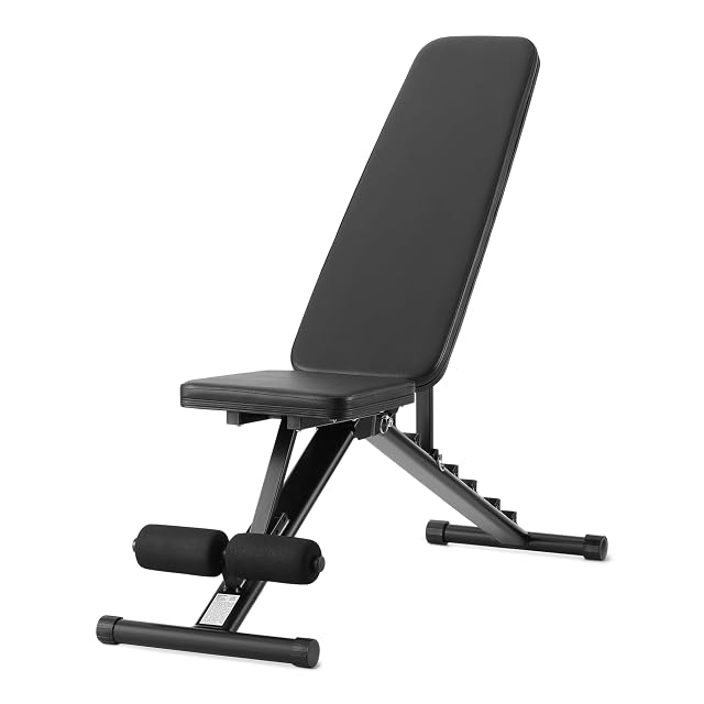 Banco de musculación regulable y plegable Amazon Basics en negro
